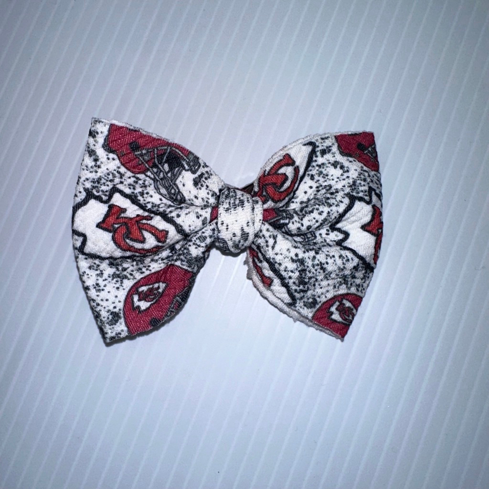 Baby Girl Kids Kansas City Chiefs White Red Hair Bow One Size Rusted Backing
